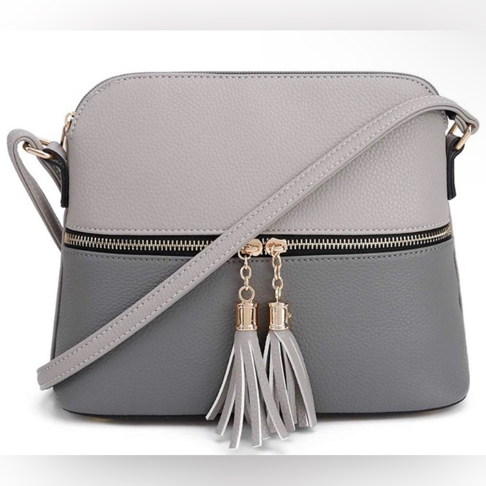 Sugu Gray Dome Crossbody Bag with Tassel